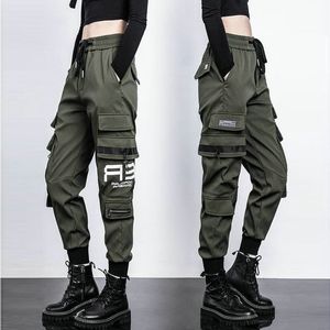 Big Pockets Cargo Pants Women Elastic High Waist Loose Streetwear Pant Baggy Tactical Trouser Hip Hop High Quality Joggers Pants 220816