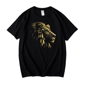 Erkek Tişörtleri Kral T-Shirt Özel El Boyan Aslan Pamuk Kısa Kollu T-Shirtmen'i Artırmak İçin Gevşek Avrupa ve Amerika Baskı