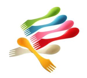 Spoon Fork Knife Plastic Travel Cutery Set Camping redskap Spork Combo Flatware DH985