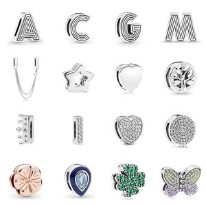 Neue Original 925 Sterling Silber Alphabet Clip Stopper Charms Perlen Fit Pandora Reflextions Armband Diy Frauen Schmuck