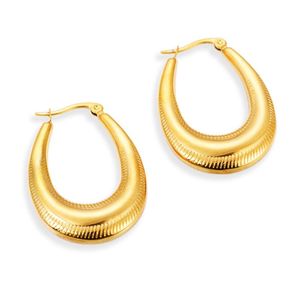 Hoop Huggie 2022 Trends French Women Titanium Stainless Steel Hollow Geometric Oval Earring High Polished Gold Silver ColorHoop