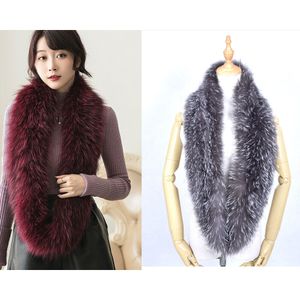 Women Winter Real Fox Fur Scarf Collar Long Neckerchief Shawl Wraps Party Travel