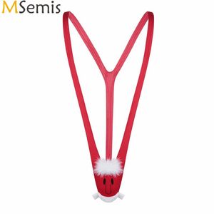 Man's G-Strings Man Mankini Sexy Bodysuit Thong Traje de Natal de Papai Noel