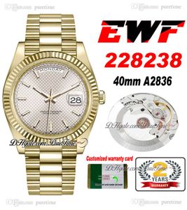 EWF Day Date 40 228238 ETA A2836 Автоматические мужские часы Желто -золото. Серебряный серебряный набор