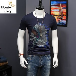 Men's T-Shirts Folk Gothic Summer Mens Short Sleeve O-Neck Diamonds Fashion Slim Fit Plus Size M-4XL Male Casual StreetwearMen's