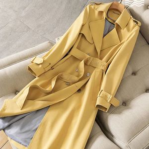 Trench da donna Primavera Autunno Casual Donna Cappotto di media lunghezza con ricamo a lettera Fusciacche Risvolto doppiopetto Giacca a vento femminile Outwe