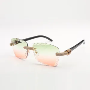 Fine Diamond Sunglasses Frame 3524029 with Natural Color Horns and 58mm Clear Cut Lenses