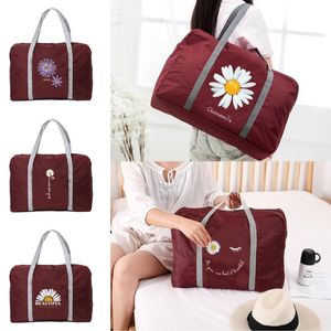 Duffel Bags Daisy Series Mönster Travel Bag unisex stor kapacitet bagage Kvinnor handväska vattentät nylon vikbar packduffel