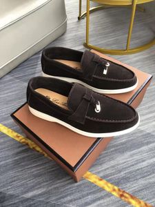 Loro Piano Flat Лучшее качество украшенные пары туфли Flats Flats Flats The Fress Factory Charms Charms Walk Suede Loafer