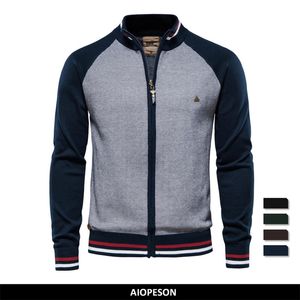 Giacche da uomo AIOPESON Cardigan impiombato Uomo Streetwear Casual Maglione di cotone di alta qualità Uomo Inverno Moda Cardigan di marca per uomo 220826