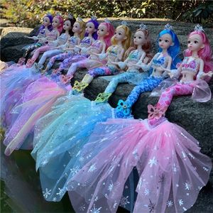 Dolls Fashion 30 Cm Bjd 13 Joint Movable 1/6 Wedding Mermaid 3D Eye Clothes Detachable Dress-up Toy Girl Birthday Gift 220826