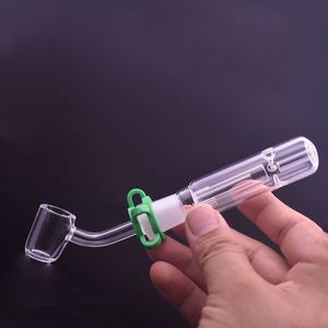 R￶kningstillbeh￶r Partihandel Mini Glass Oil Burner Kit Water Dab Rig Bong Pipe med 100% kvarts banger nagel och plastkl￤mma
