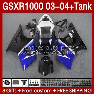 Carenature per stampi ad iniezione per SUZUKI GSXR-1000 K 3 GSXR 1000 CC K3 GSXR1000 2003 2004 Corpo 147No.88 GSX-R1000 1000CC 03 04 GSX R1000 2003-2004 Serbatoio carenatura OEM stock blu