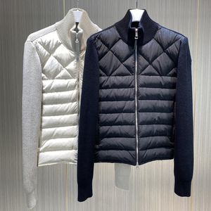 Luxury designer down jackets 2022 autumn new stand collar wool knitted stitching down jacket men's casual zipper short coats