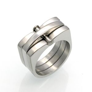 TOU TOSO Jewelry Stainless Rings Original wide band hollow Geometric D shaped fasion women screw ring Full size K