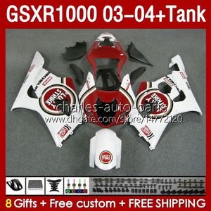 スズキGSXR-1000 K 3 GSXR 1000 CC K3 GSXR1000 2003 2004 BODY 147NO.96 GSX-R1000 1000CC 03 04 GSX R1000 2003-2004 OEMフェアリングタンクラッキーレッドレッドホワイトホワイトホワイト