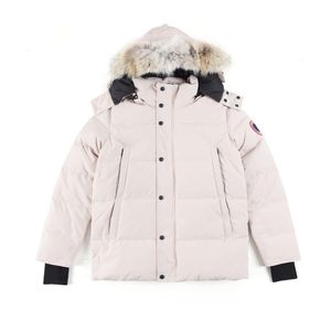 Herren-Gänsejacken, Pufferjacke, Daunenjacke, Gänsemantel, echtes großes Wolfsfell, kanadischer Wyndham-Mantel, Kleidungsstil, Winter-Oberbekleidung, Parka