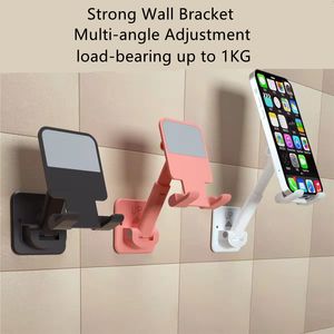 Wall Bracket Bathroom Holders Kitchen Live Lazy Portable Foldable Paste ABS Silicone Phone Mounts for iphone samsung xiaomi vivo oppo