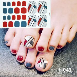NAS004 14PCS Adhesive Toe Nail Sticker Glitter Summer Style Tips Full Cover FOOT Nail Art Supplies Foot Decal for Women Girls