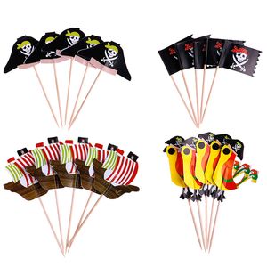 Altre forniture per feste di festa 20pcs FoodGrade Pirata Tema Cake Picks Ornamnets Design unico Inserto per torta per la decorazione di una festa di compleanno per feste 220826