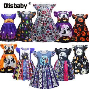 Special Occasions 1 - 9 Years Fashion Baby Girl Halloween Skull Witch Print Costume for Children Party Masquerade Prom born Dress Up 220826