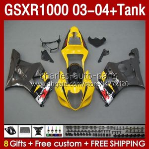 Wtryskowe Formy Formy dla Suzuki GSXR-1000 K 3 GSXR 1000 CC K3 GSXR1000 2003 2004 Body 147NO.101 Żółty Stock GSX-R1000 1000cc 03 04 GSX R1000 2003-2004 OM