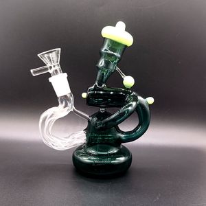 Hookahs de 6,5 polegadas Green Green Glass Water Bong Tubs para fumar com junta feminina de 14 mm