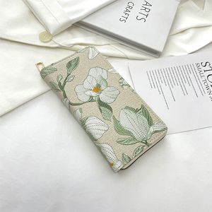 DHL100st plånböcker Kvinnor PU Floral broderi Telefon Lång kreditkortshållare
