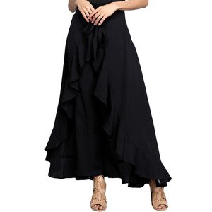 Calças femininas Capris Women Palazzo calça causal Ruffle de cordão de cordão elegante High w220826