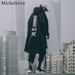 Men's Hoodies Sweatshirts michalkova japanese sweatshirt Mens Oversize Hoodies Long Cloak Hip Hop Gothic Outwear Streetwear Coat Harajuku Style Male Tops 220826