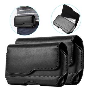 Clip Belt PU -lädertelefonfodral för iPhone 13 14 15 Pro Max Universal 6,3 tum Samsung midjeväska Flip Cover Case
