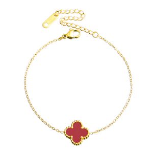 Anhänger Halsketten Armband Mode für Frauen 18K Gold plattiert verstellbare süße einzelne Blume Lucky Clover Girlsblack/Weiß/rot/grün amvkf
