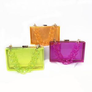 One Shoulder Crossbody Transparente Acryl Damentasche Handtasche Kette Abendtasche