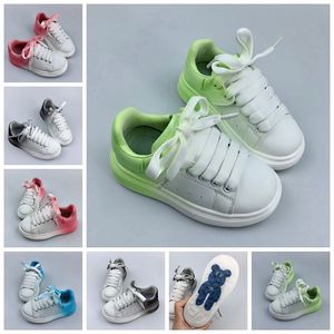 Mode barn skor gradient basket sko rosa bl￥ gr￥ fluorescerande gr￶nt baby sneaker gummisula mjuk kalvskinn l￤der sn￶rning tr￤nare sport sneakers 26-37