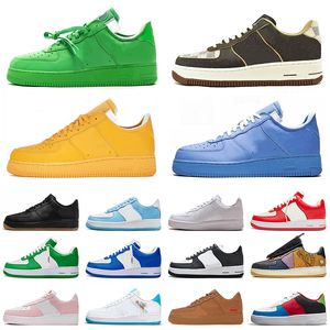 Classic Airforces 1 Men Running Shoes Off Druk Brown Low White Black Gum Shadow One Nail Art Wheat Trainers Women Sneakers MCA Beige Light Green Spark Sports Us 11