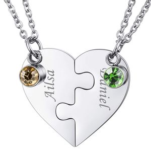 Pendant Necklaces Personalized Heart Jigsaw Puzzle Necklace Customized Name For Couples Men Women Engraving Boyfriend Girlfriend Stainl amgdX