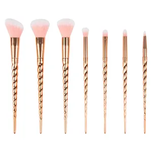 Fashion Girls Makeup Brush 7pcs Set Pennelli cosmetici regalo a forma di spirale in oro rosa