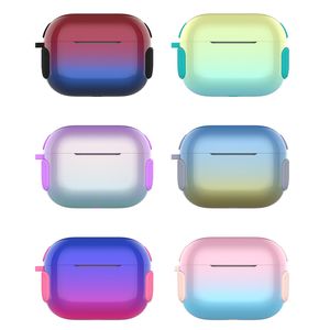 Headphone Accessories Cases for Airpods Pro 1 2 3 PC Silicone Protective Cover Gradient Contrast Color Box Packing 6 Colors