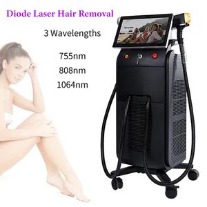 Máquina de remoção de cabelo a laser de diodo Titânio de laser grande do ponto de beleza Três comprimento de onda 755 808 1064 nm Equipamento lazer