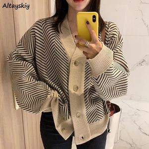 Cardigan a righe in pelliccia sintetica da donna Maglioni Ulzzang chic da donna Eleganti morbidi High Street Primavera Allmatch Top casual Capispalla S3XL 220826