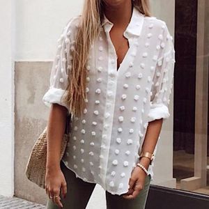 Camisas femininas Camisas femininas e blusas elegantes de manga comprida quimise femme polka dot solt shirt shirt ladies chiffon blusa dames blusa feminina 220826