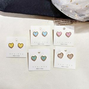 Stud Earrings Korean Fashion Metal Fresh Heart Macaron Color Student Jewelry Punk Trend Geometry Vintage AccessoriesStud