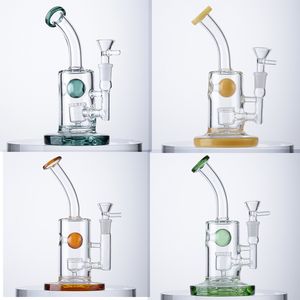 Jet perc Hookahs Pequenos tubos de água de 7 polegadas Splash Guard Ball 14mm Dab Rigs Grosso Pyrex Glass Oil Smoking Pipes Tipo Bongs com Heady Bowl DGC1316