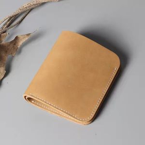 Genuine leather vintage mens designer wallets male oil wax cowhide short style zero card purses no193