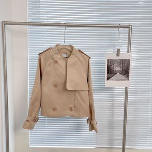 Kişilik Düğmesi Kadın Ceketler Renk Lüks Katlar Stand Yakası Kısa Trençkot Kızlar Dış Giyim