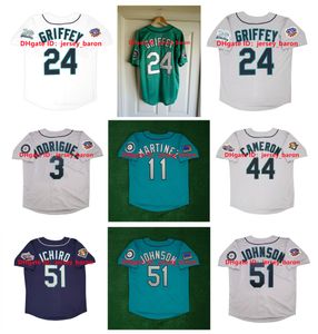 1997 Ken Griffey Jr. Baseballtröja Randy Johnson Mariners Alex Rodrigue Edgar Martinez John Olerud Mike Cameron Jay Buhner Bret Boone Ichiro Suzuki 2001 Grönblå