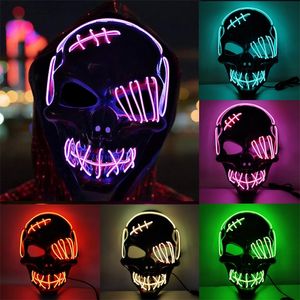 Party Masken Narbe OneEyed Pirate LED leuchtende gruselige Halloween-Dekoration Horror Multicolor Glow Skull Requisiten Cosplay Kostüm Unisex 220826