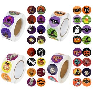 Outras festas de festas de festas 500pcs Halloween Round Stickers R￳tulos de decora￧￣o de ab￳bora selo de envelope para sacos de doces Box Packaging Paper Adtener 220826