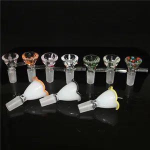 Funnel Bowl for Glass Bong Hookahs Bowls Pipes Thick slides bongs smoking color piece 14mm 18mm pink heady oil rigs pieces