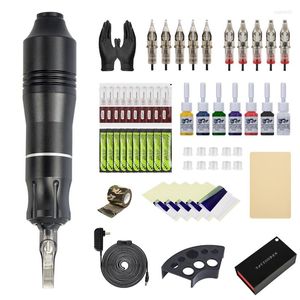 Tattoo Guns Kits Kits Profession Machine Pen Kit Power Suppily Rotary Rotary with Needles Tools for Perment Makeup Artist